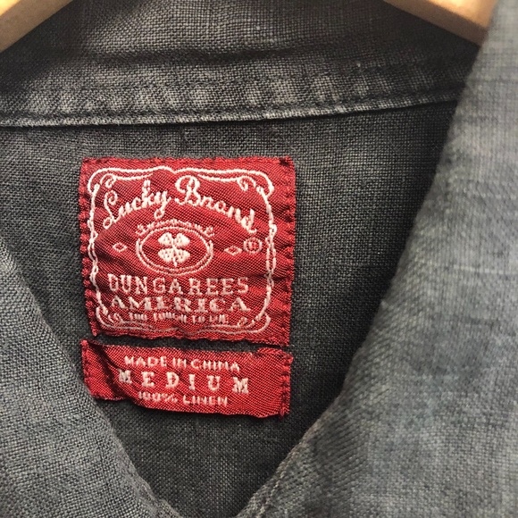Mens Lucky Brand western linen shirt, ss, m black - Picture 3 of 4